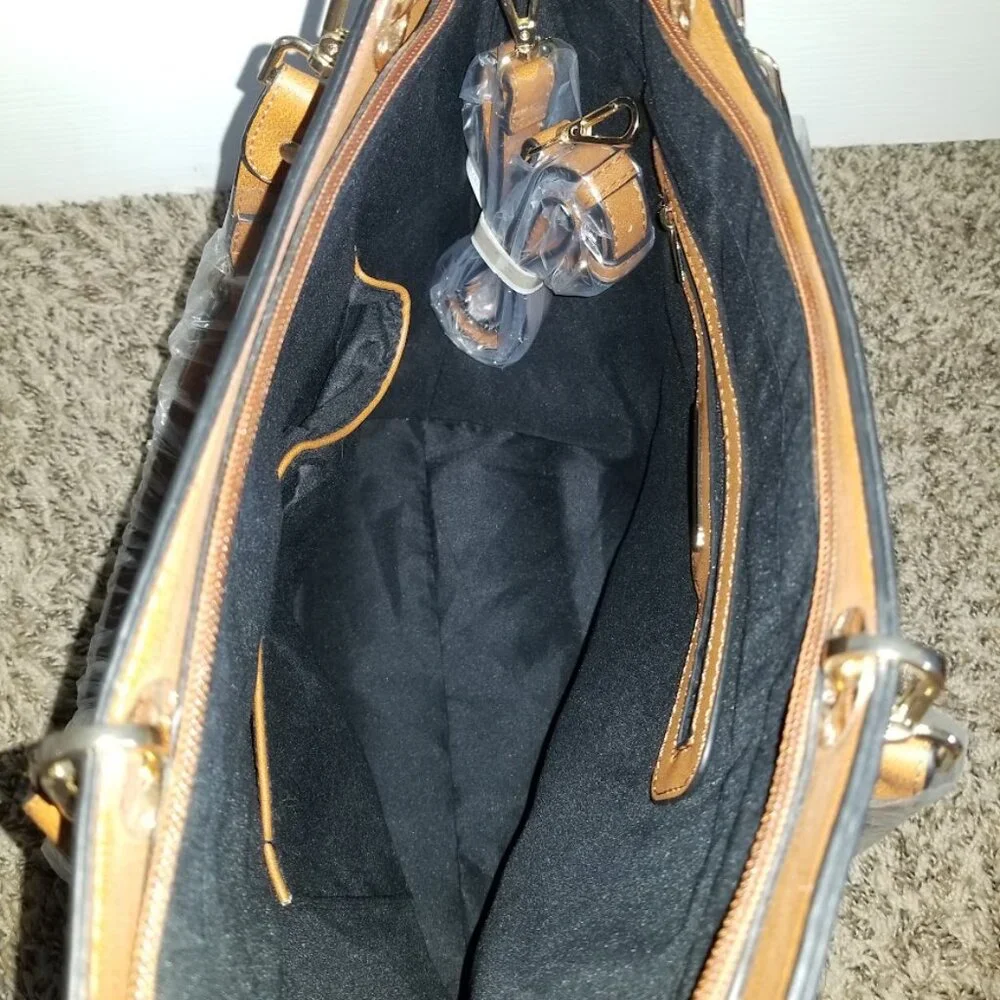 MKF Collection Purse Tote & Clutch Cream Tan Gold Vegan Leather Hobo Bag